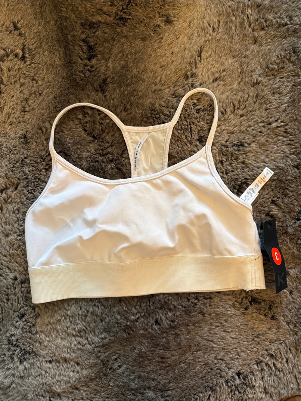 Koral Cream Thin-Strap Racerback Sports Bra